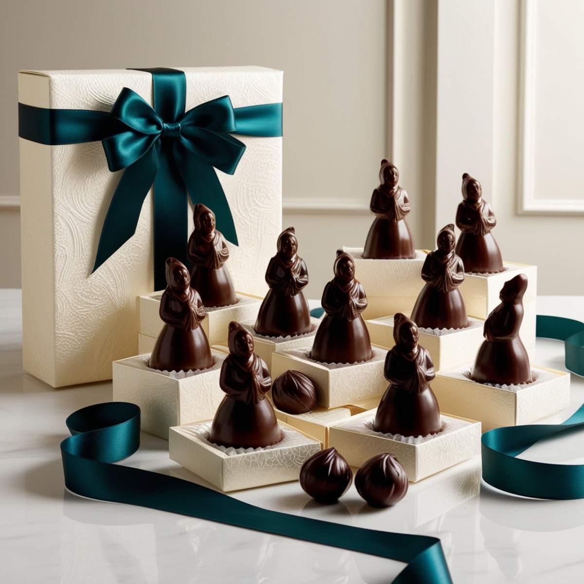 Chocolate candies almond cream set